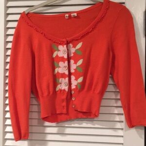 Anthropologie Moth Vintage Cropped Floral Sweater Small